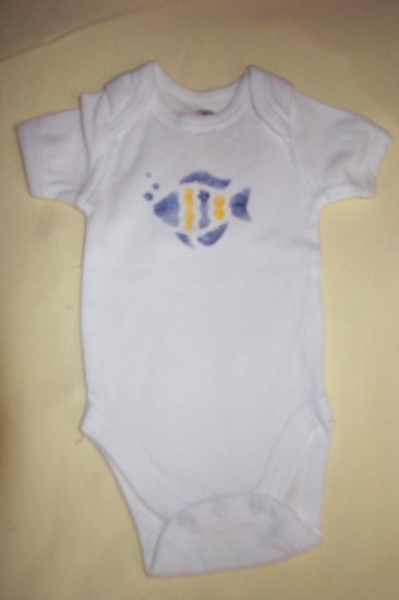 Fish Stenciled Onesie