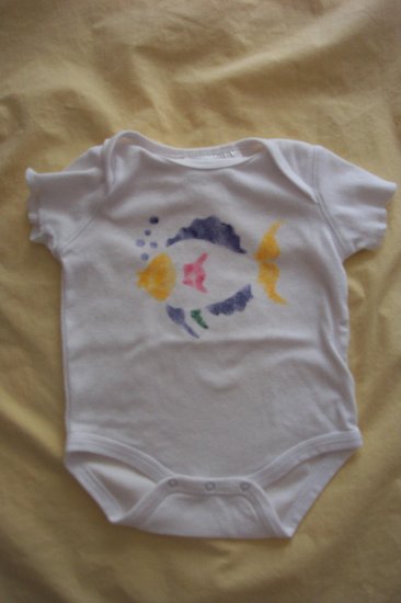 Colorful Fish Stenciled Onesie