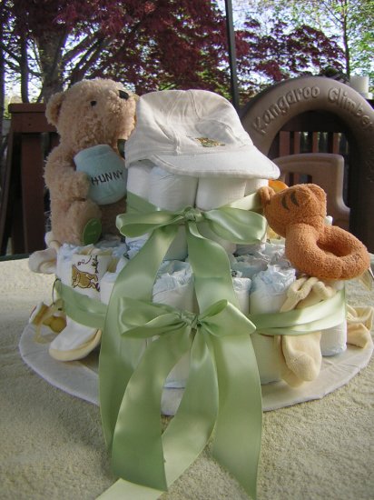 Custom Pooh 2 Tier Pooh Diaper Cake