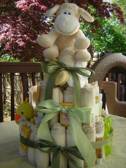 custom 3 Tier 7th Generation, Burts Bees Diaper Cake