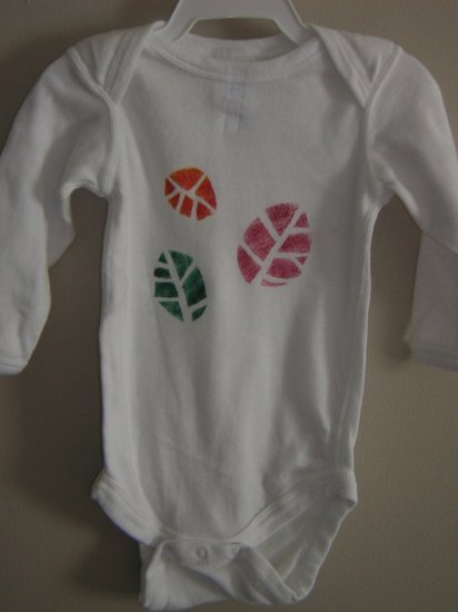 3 Leaves Stenciled Onesie