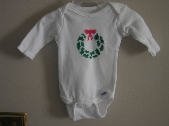Wreath Stenciled Onesie