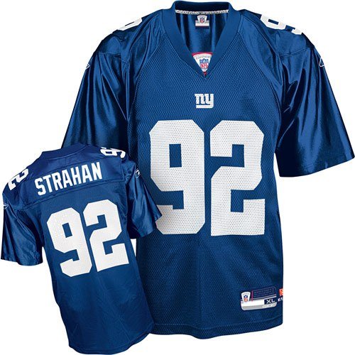 Reebok New York Giants 92 Michael Strahan Blue Team Color Nfl Jersey 