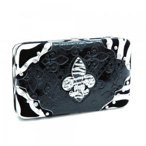 Zebra Fleur De Lis sign frame checkbook wallet