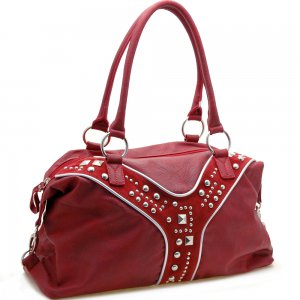 Designer inspired shoulder bag Burgundy Red