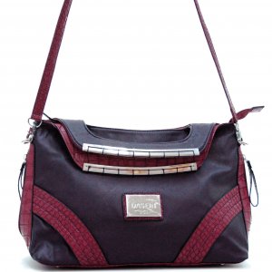 Dasein fashion satchel bag with croco trim