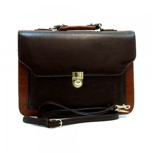Men's business briefcase with compartment & shoulder strap