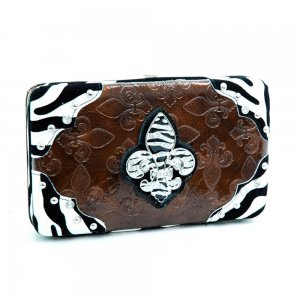 Zebra Fleur De Lis sign frame checkbook wallet