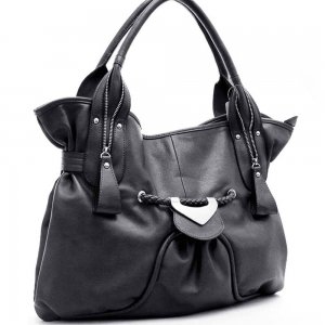 Decorative Front Shoulder Bag Black