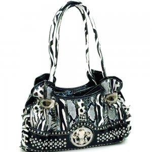 Animal print and croco shoulder bag