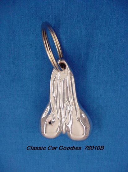 Bull Balls Key Chain Chrome 2 1/2"
