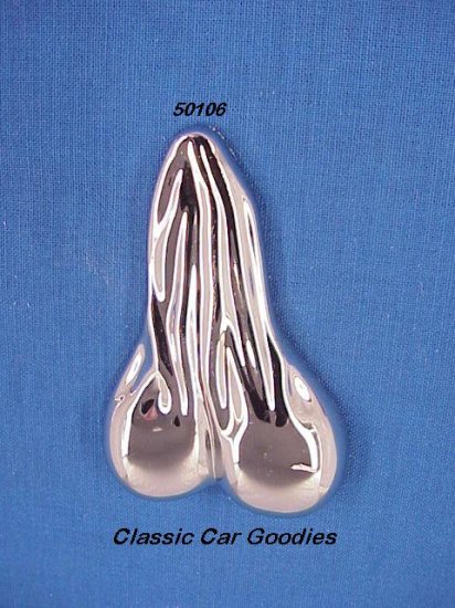 Bull Balls Chrome 2 1/2". Peel n Stick! Gag Gift! Nuts!