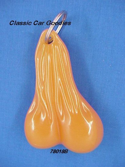 Bull Balls Key Chain ''Tan'' 4 1/2'' Rubber Nuts!