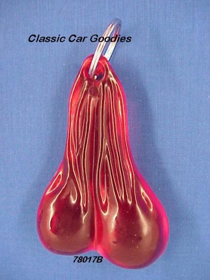 Bull Balls Key Chain ''Red'' 4 1/2'' Rubber Nuts!