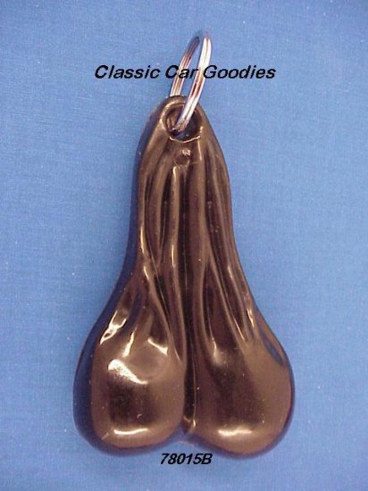 Bull Balls Key Chain ''Black'' 4 1/2'' Rubber Nuts!