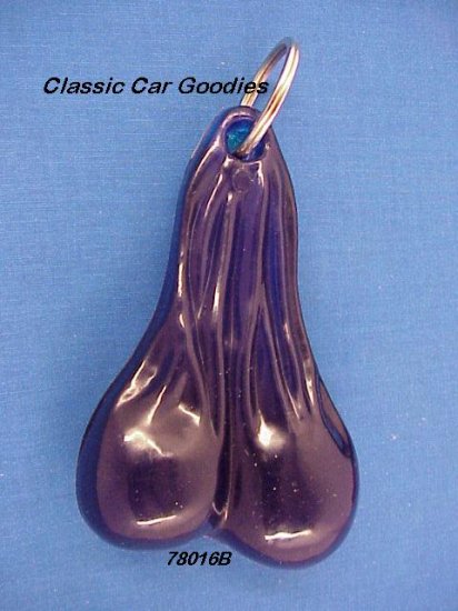 Bull Balls Key Chain ''Blue'' 4 1/2'' Rubber Nuts!