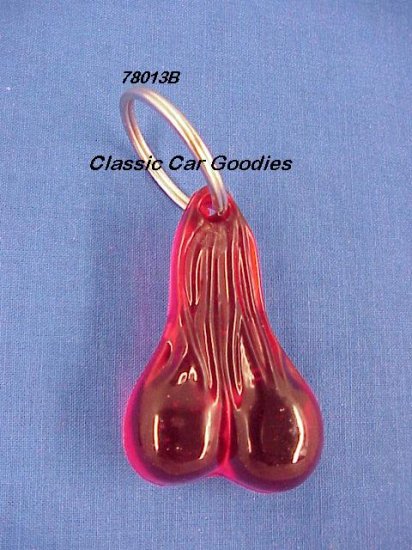 Bull Balls Key Chain ''Red'' 2 1/2'' Rubber Nuts
