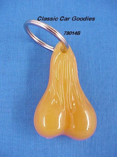 Bull Balls Key Chain ''Tan'' 2 1/2'' Rubber Nuts