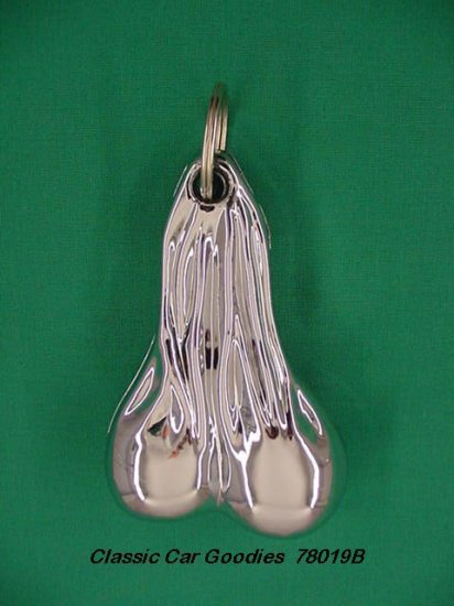 Bull Balls Key Chain ''Chrome'' 4 1/2'' Hollow Nuts