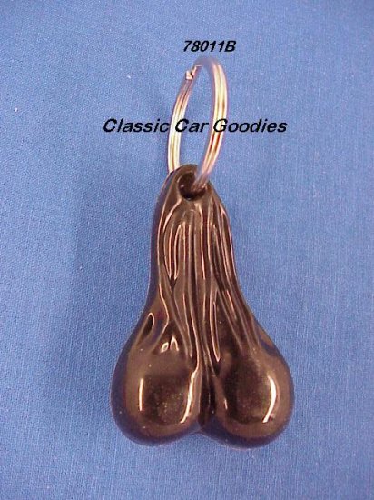 Bull Balls Key Chain ''Black'' 2 1/2'' Rubber Nuts