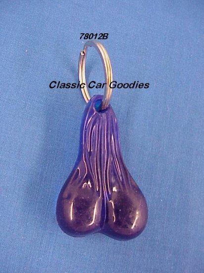 Bull Balls Key Chain ''Blue'' 2 1/2'' Rubber Nuts