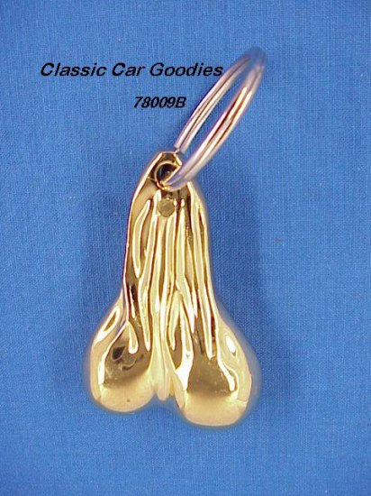 Bull Balls Key Chain ''Gold'' 2 1/2'' Solid Nuts