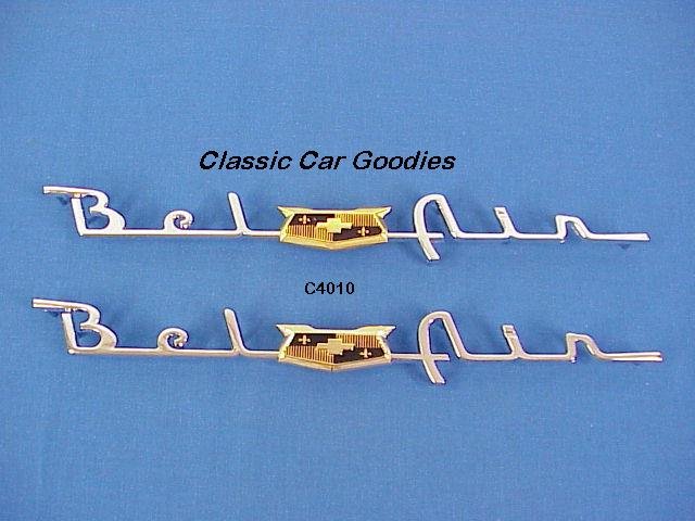 1953 1954 Chevy "Belair" Chrome Side Scripts New Pair