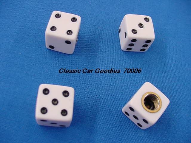 Tire Valve Caps "White Dice"