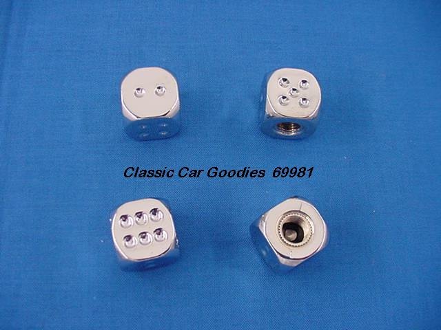 Tire Valve Caps "Chrome Dice"
