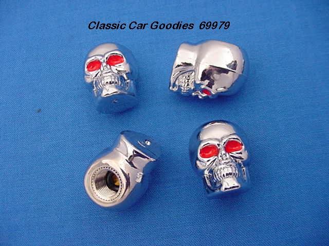 Tire Valve Caps "Chrome Skulls"