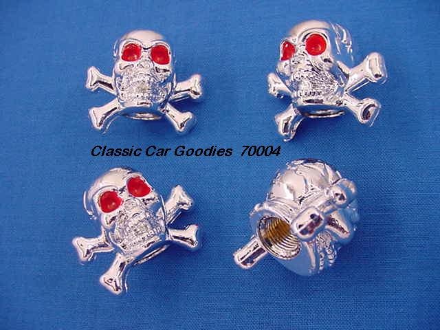 Tire Valve Caps "Chrome Skull and Bones"