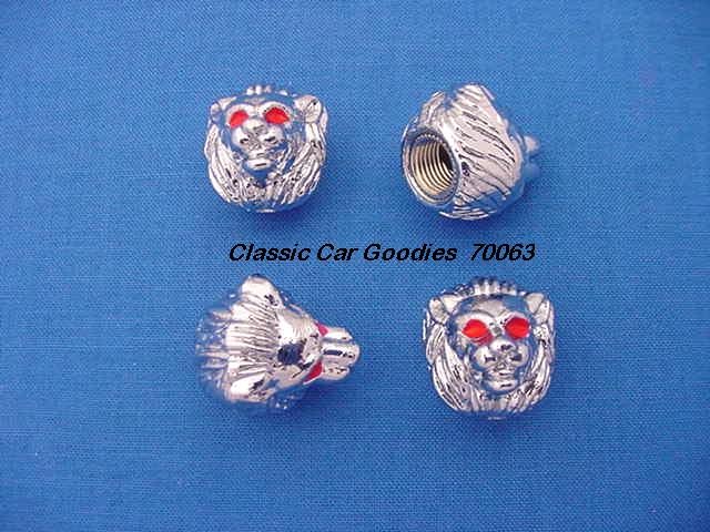 Tire Valve Caps "Chrome Lion Heads"