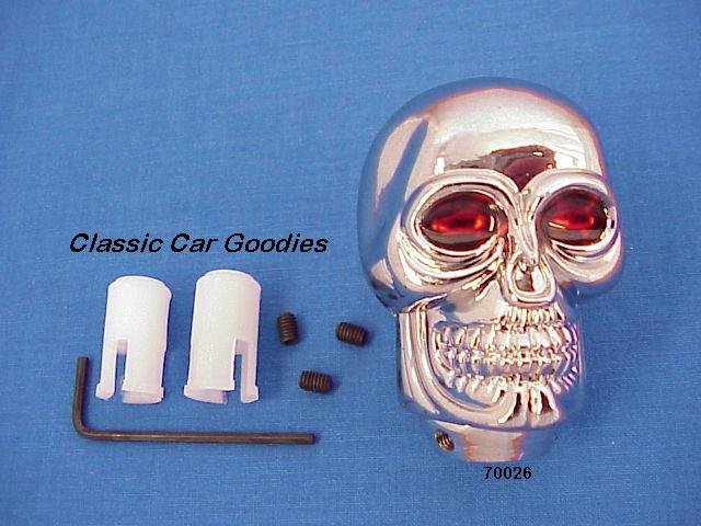 Shift Knob "Skull Chrome" Red Eyes Evil Goth Devil
