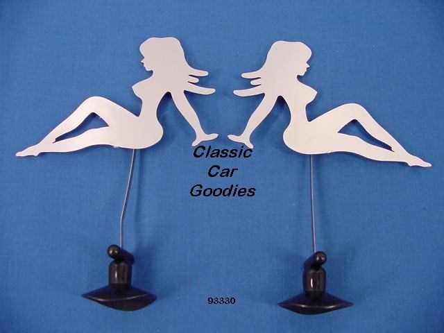 Waving Nudes Chrome Dash Ornament Hot Rat Rod Cruiser