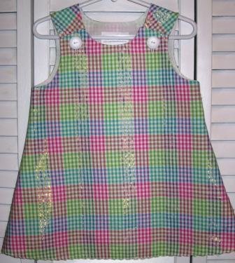 9-12 Months Infant Dress Seersucker Multi-Color and Gold