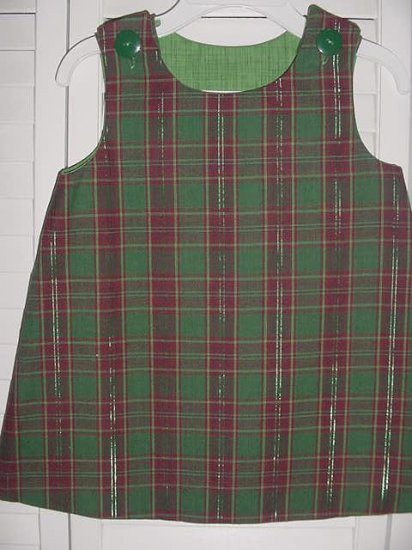 12-18 Months Burgundy and Green Plaid Dress
