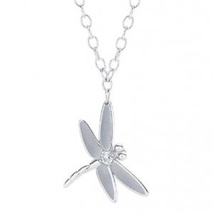 Tiffany  Co. 18K White Gold Diamond Dragonfly Pendant Necklace