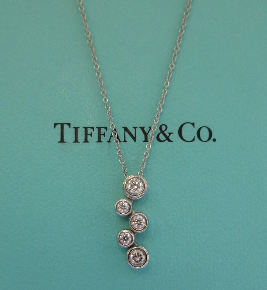 TIFFANY & Co. Platinum Diamond Bubbles Pendant Necklace