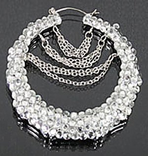 Rhinestone Chain Dangle Bamboo Hoops