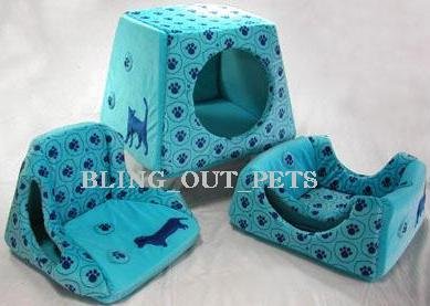 3 In 1 Baby Blue Velour Sofa Bed House