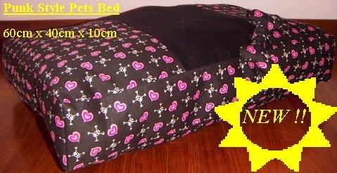 Punk Skull With Hearts Cushion dog cat Bed