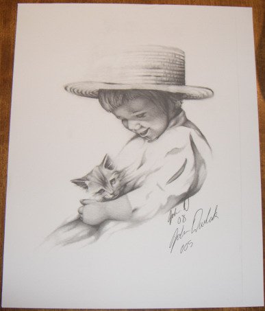 Amish Boy with Cat Numbered Print