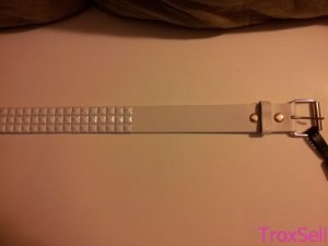 Genuine Leather Unisex Belt - White Belt with White Studs Large (397ts)