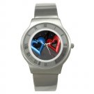 Blue & Red 3D Hearts Stainless Steel Watch