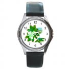 Green Grapes & Wine Round Metal Watch