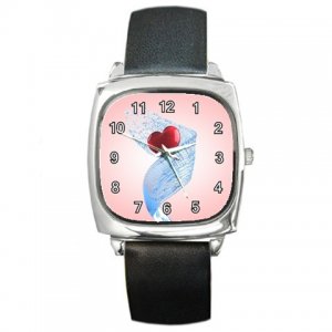 Heart in Blue Ribbon Square Metal Watch