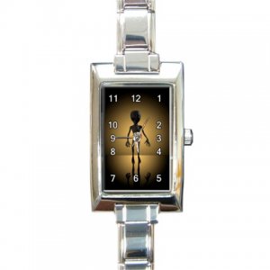 Space Alien Rectangular Italian Charm Watch