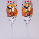 Set of 2 Personalized Champagne glasses Lovely Fox