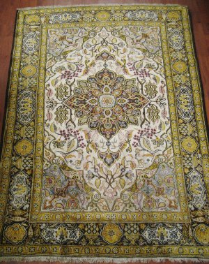 4x5'7'' semi antique SİLK persian carpet rug