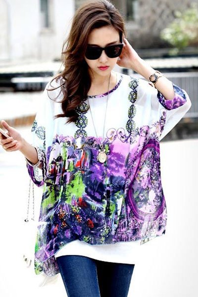 Printed Boho Chiffon Blouse